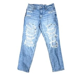 American Eagle Mom Jean Women 8 Regular Blue Daylight Destroy Distressed Y2K NEW